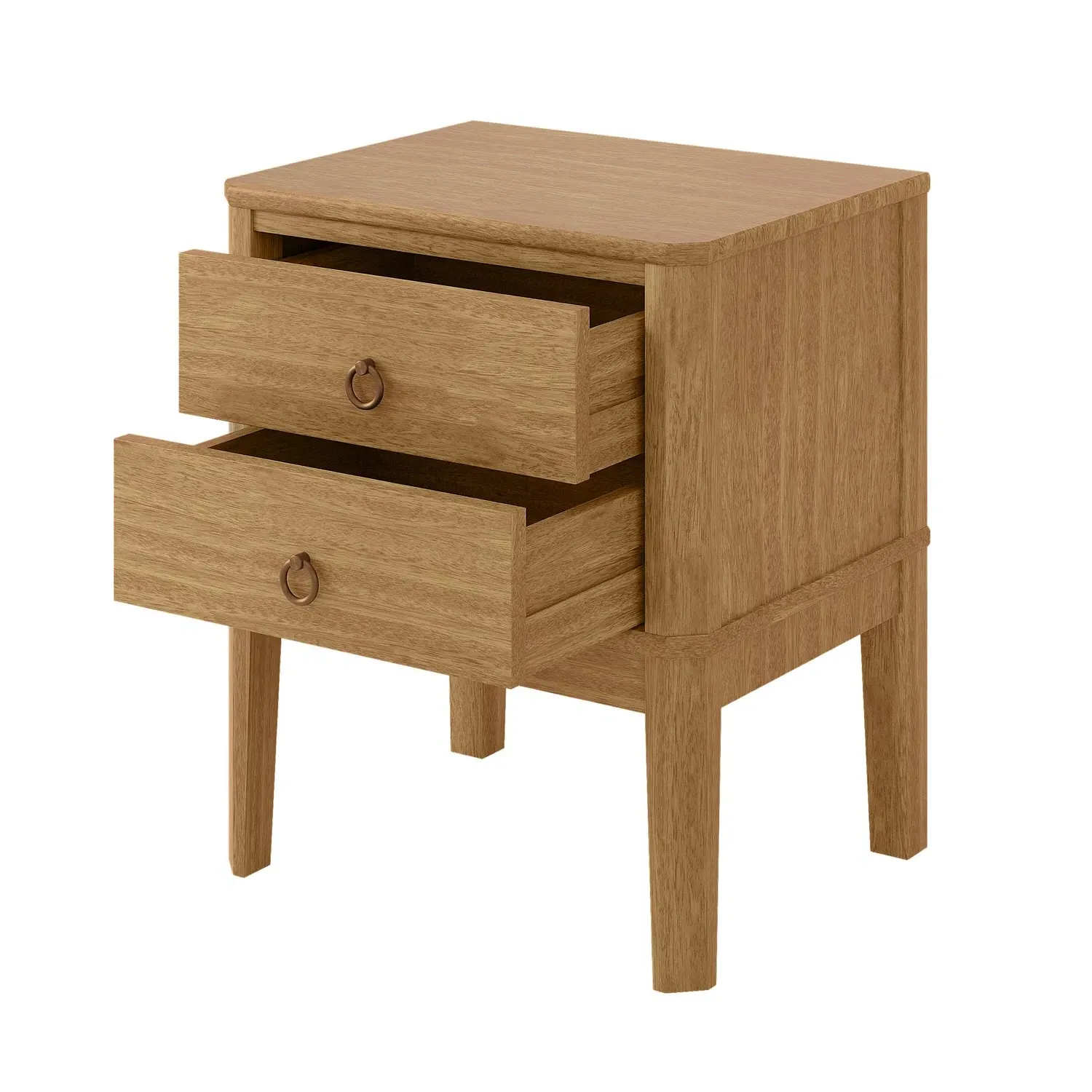 2-Drawer Bedside Table - Light Wood, Pine