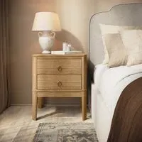 2-Drawer Bedside Table - Light Wood, Pine