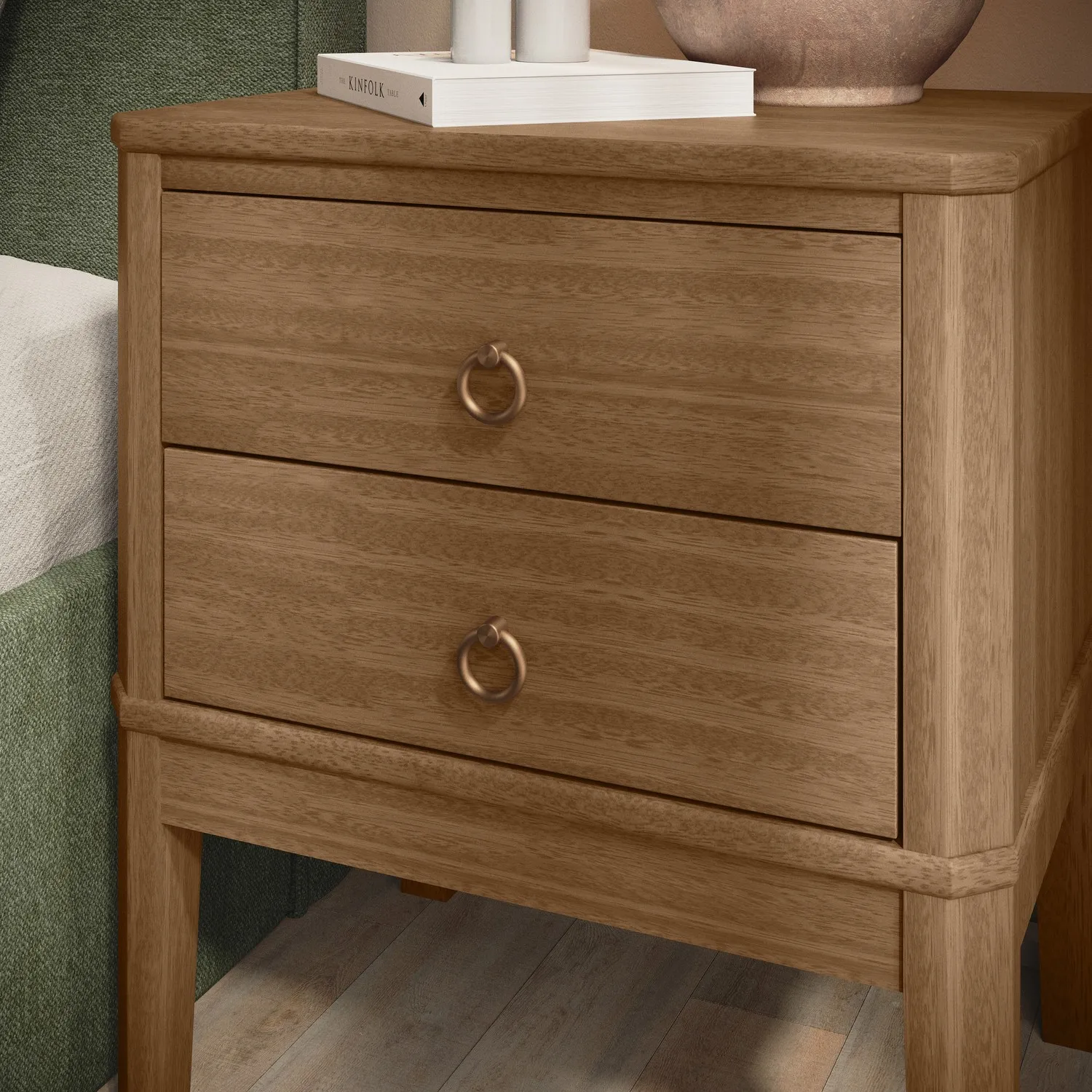 2-Drawer Bedside Table - Wood, Solid Pine