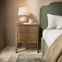 2-Drawer Bedside Table - Wood, Solid Pine