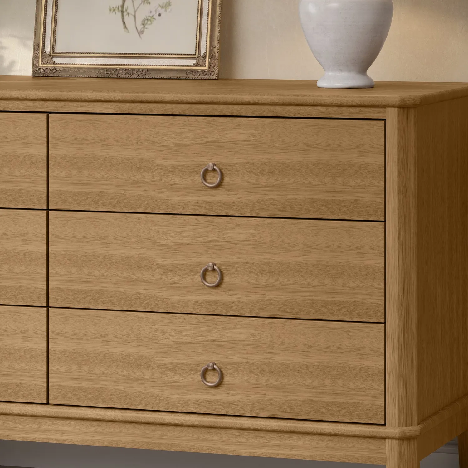 6-Drawer Chest with Metal Handles - Light Wood, Pine
