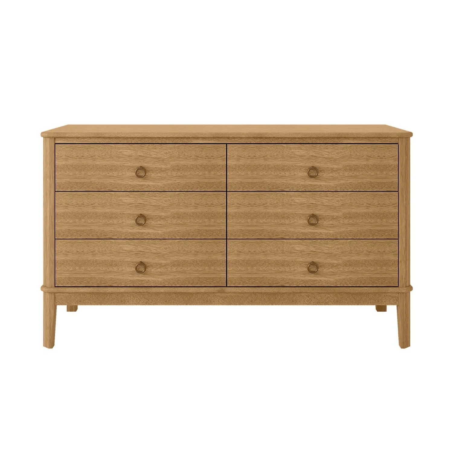 6-Drawer Chest with Metal Handles - Light Wood, Pine
