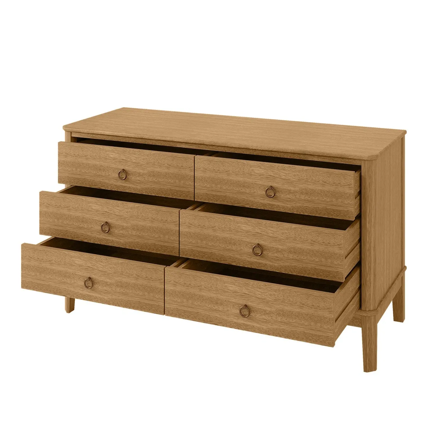 6-Drawer Chest with Metal Handles - Light Wood, Pine
