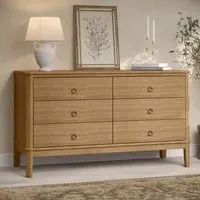 6-Drawer Chest with Metal Handles - Light Wood, Pine