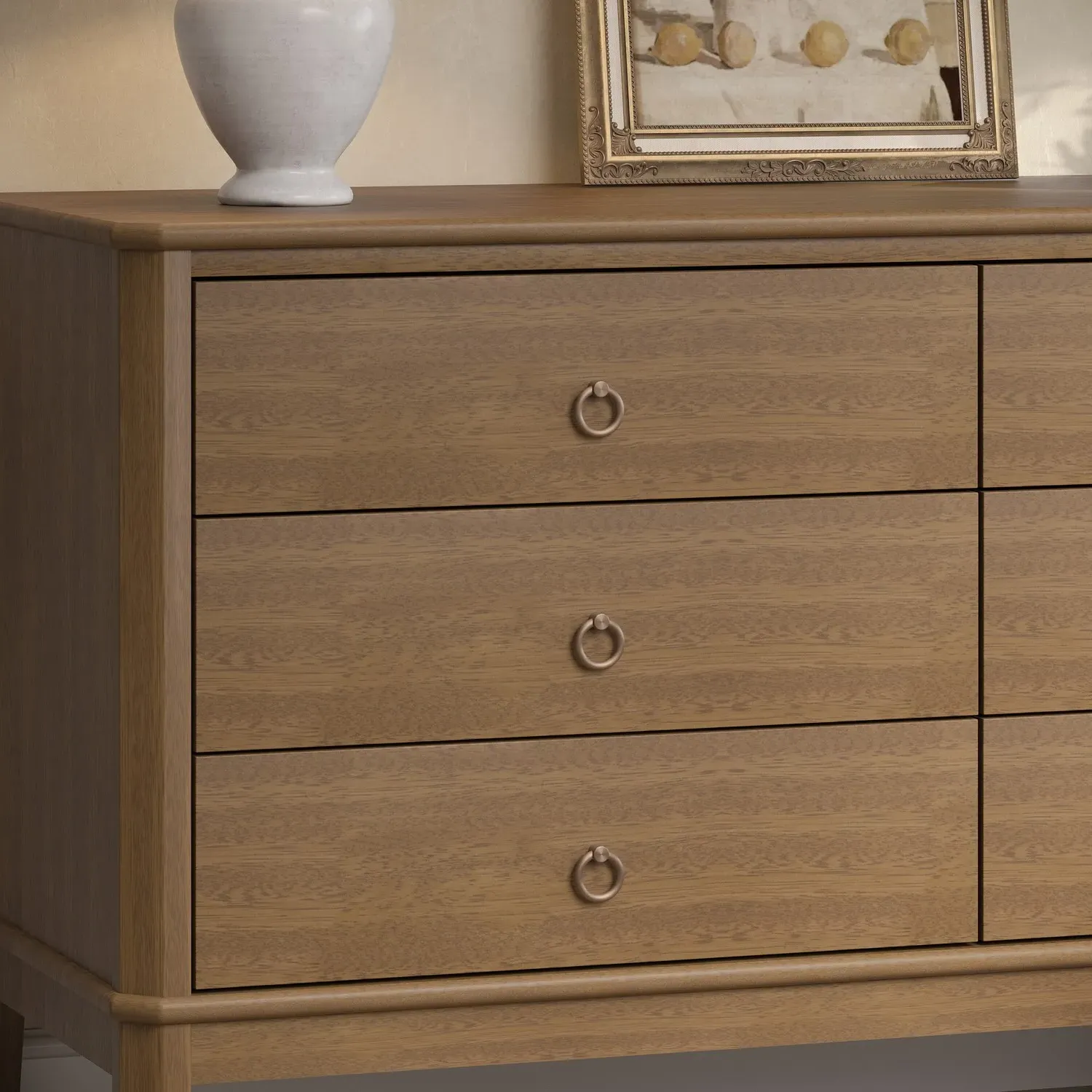 6-Drawer Chest with Metal Handles - Wood, Pine