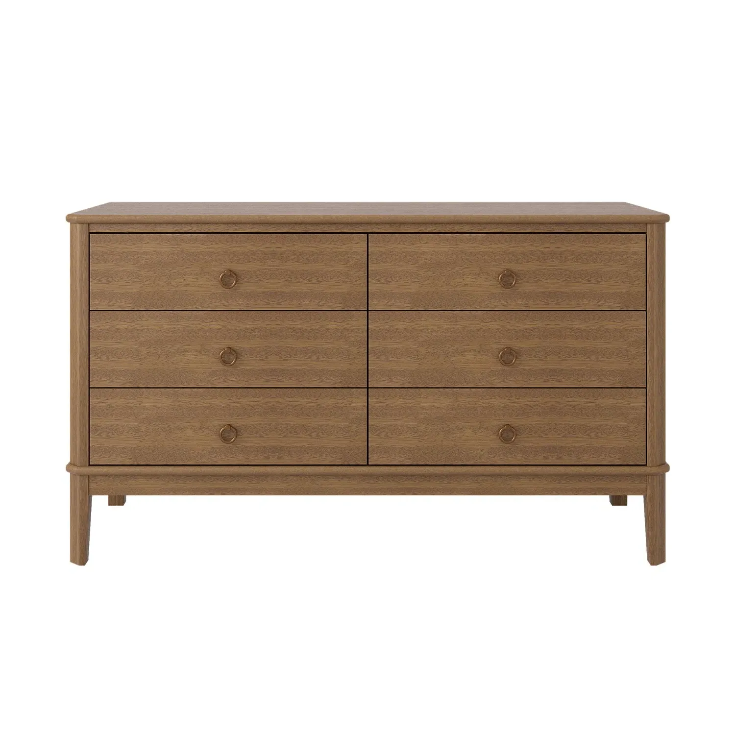 6-Drawer Chest with Metal Handles - Wood, Pine