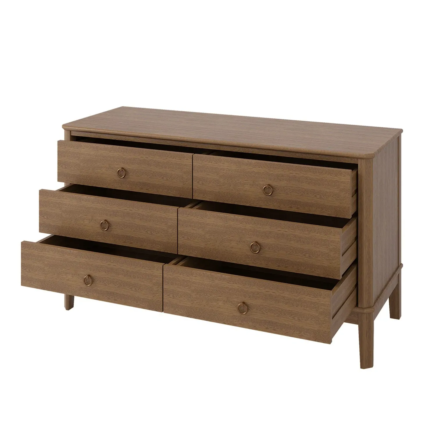 6-Drawer Chest with Metal Handles - Wood, Pine