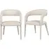 Set of 2 Dining Chairs - Beige, Real Leather