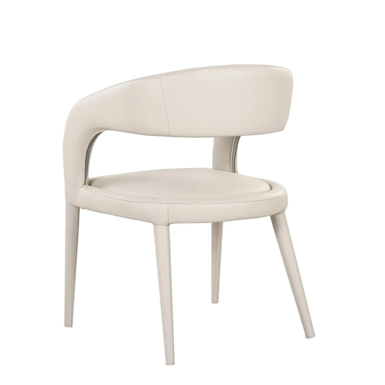 Set of 4 Dining Chairs - Beige, Real Leather