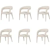 Set of 6 Dining Chairs - Beige, Real Leather
