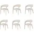 Set of 6 Dining Chairs - Beige, Real Leather