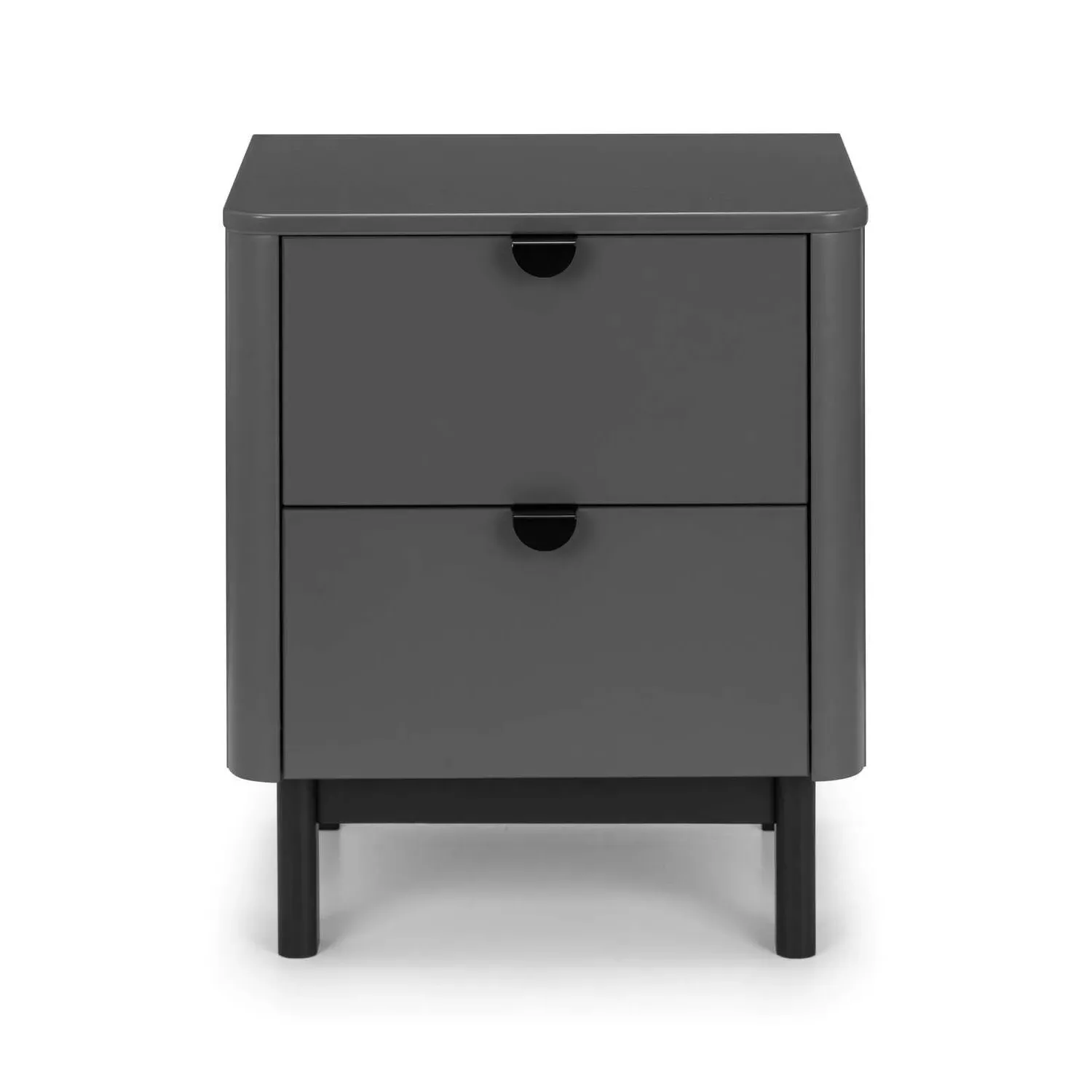 2-Drawer Bedside Table with Legs - Grey, Wood
