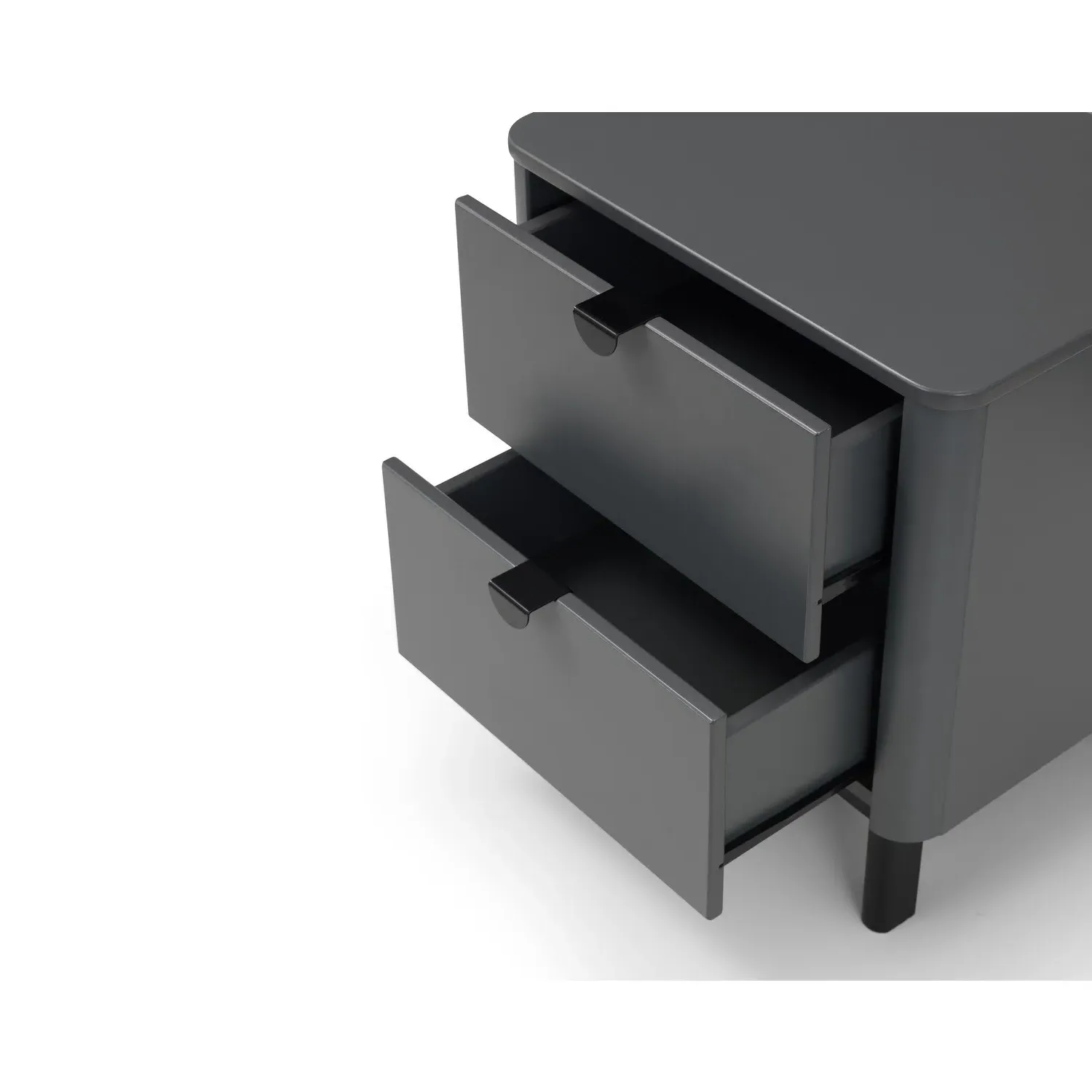 2-Drawer Bedside Table with Legs - Grey, Wood