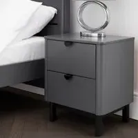 2-Drawer Bedside Table with Legs - Grey, Wood