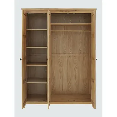 3-Door Triple Wardrobe - Wood, Solid Oak