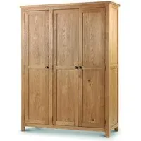 3-Door Triple Wardrobe - Wood, Solid Oak