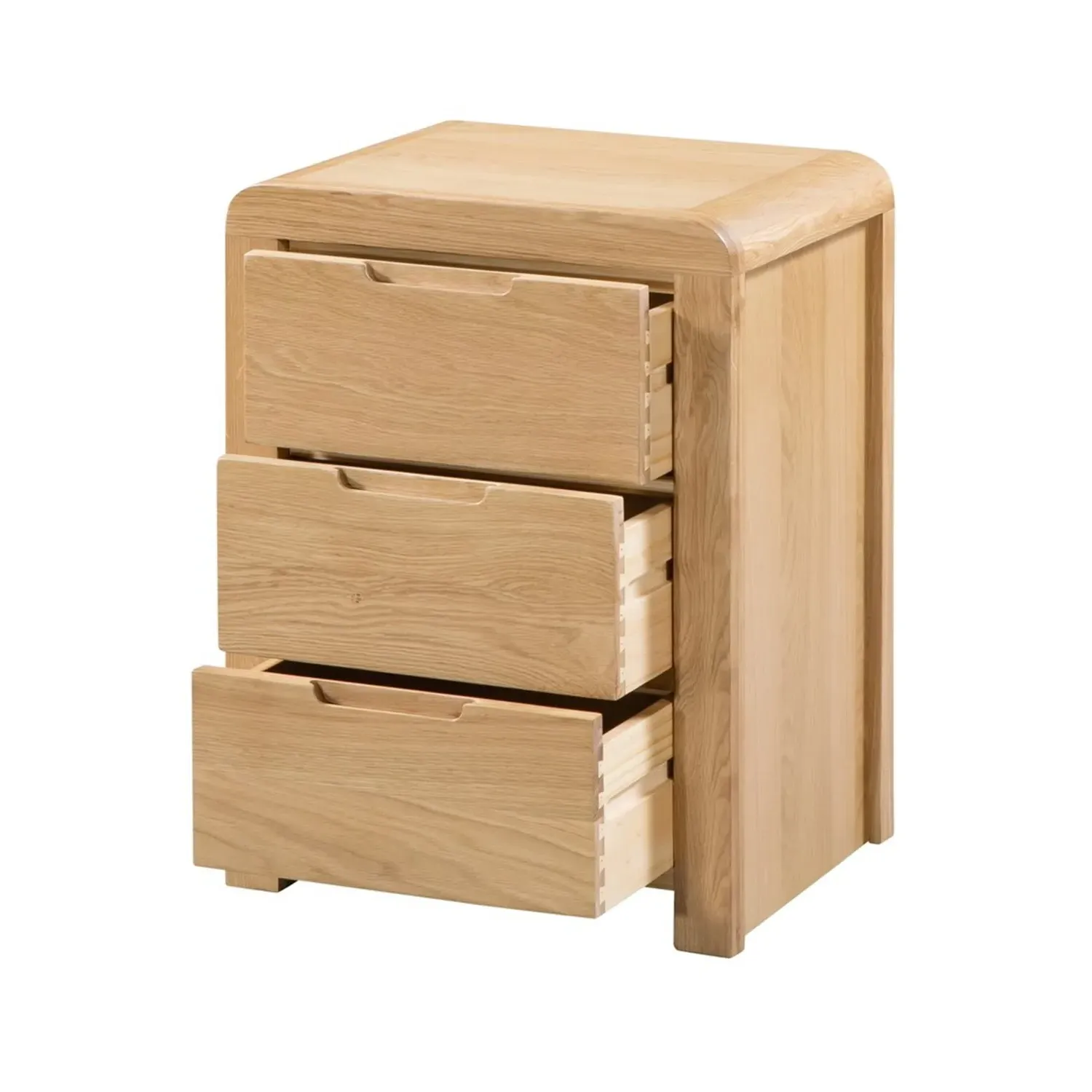 3-Drawer Bedside Table with Curves - Oak