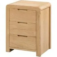 3-Drawer Bedside Table with Curves - Oak