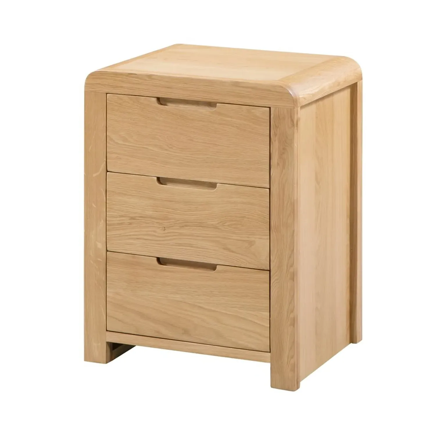 3-Drawer Bedside Table with Curves - Oak image
