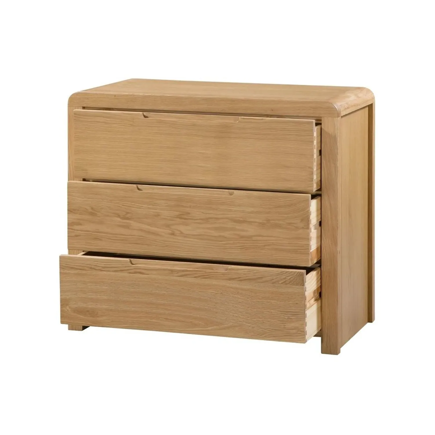3-Drawer Chest with Curved Design - Oak