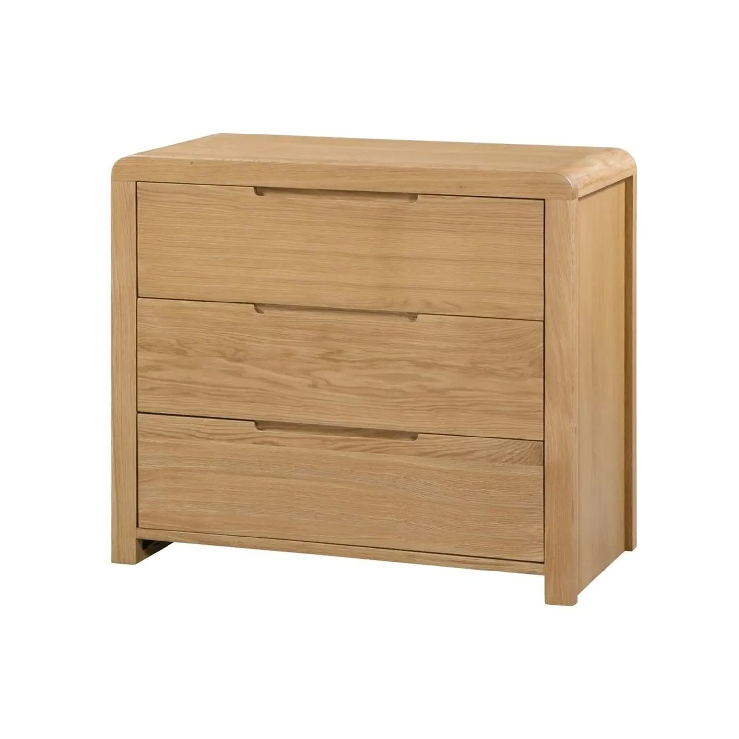 3-Drawer Chest with Curved Design - Oak