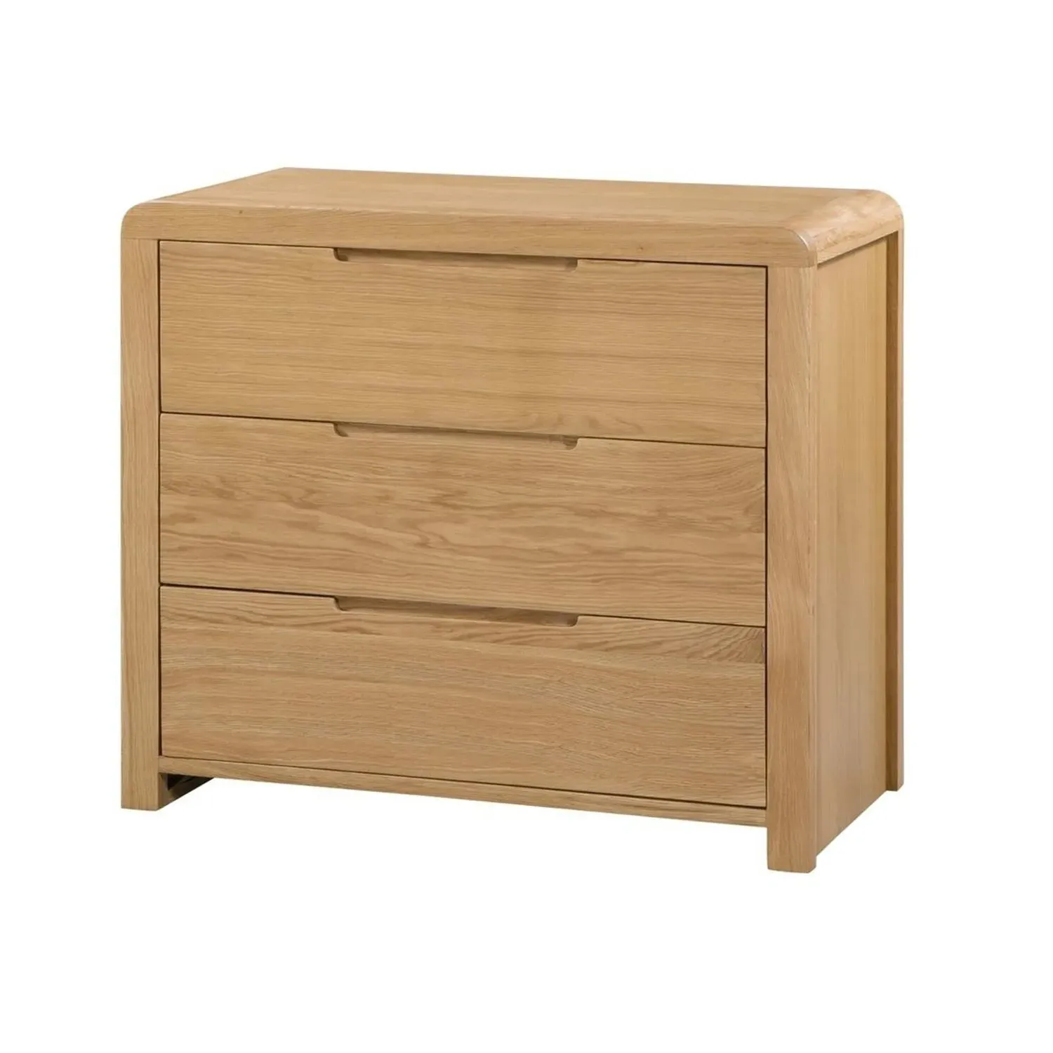 3-Drawer Chest with Curved Design - Oak