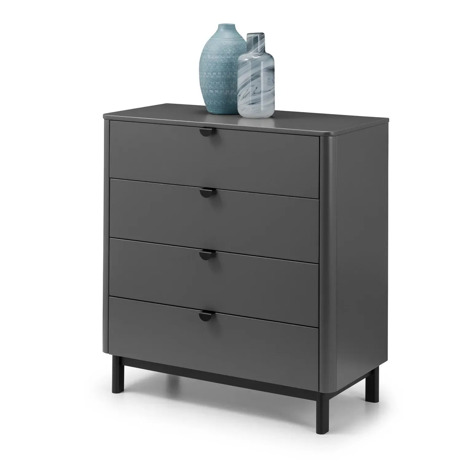 4-Drawer Chest with Legs - Grey, Wood