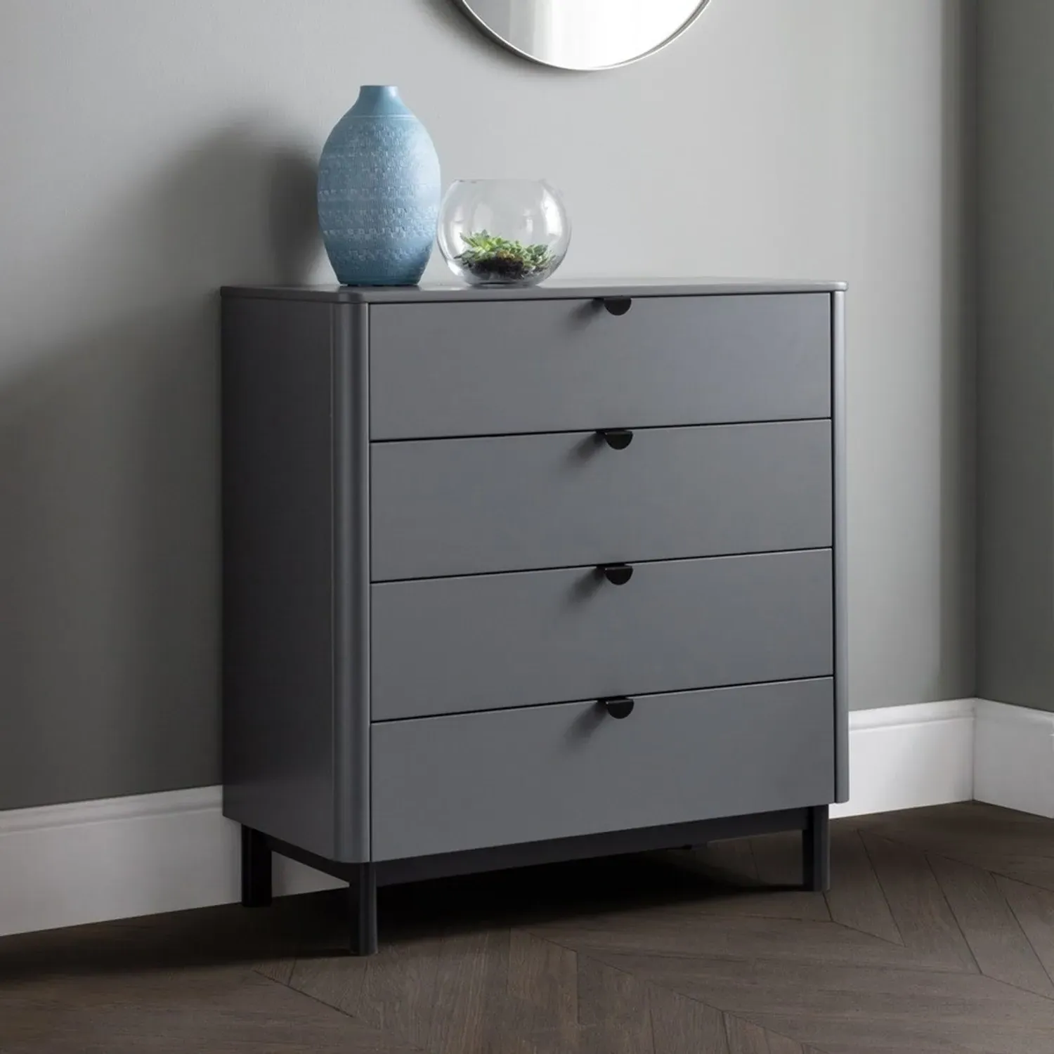 4-Drawer Chest with Legs - Grey, Wood image