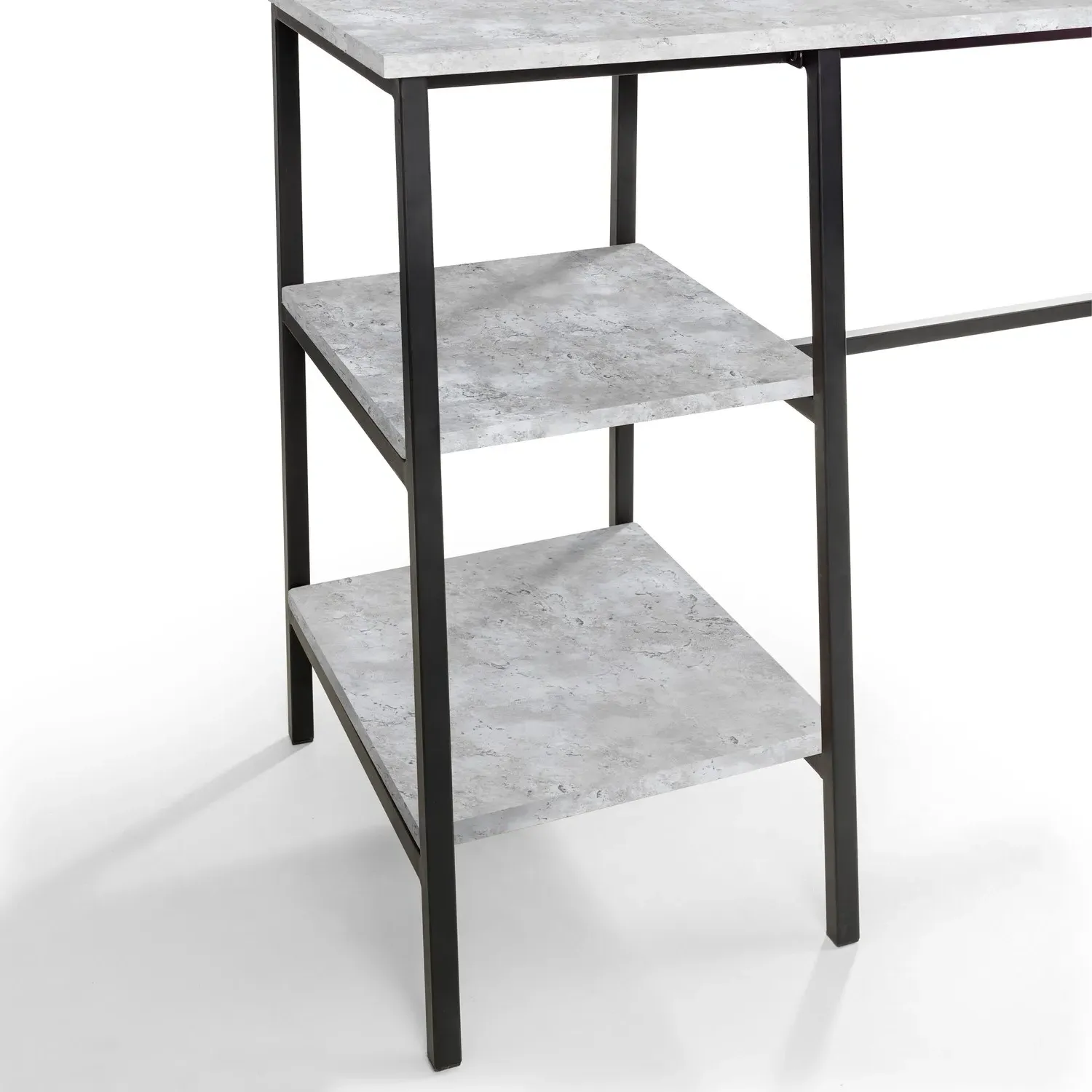 Desk with Shelves - Grey, Concrete Effect