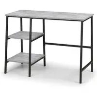 Desk with Shelves - Grey, Concrete Effect