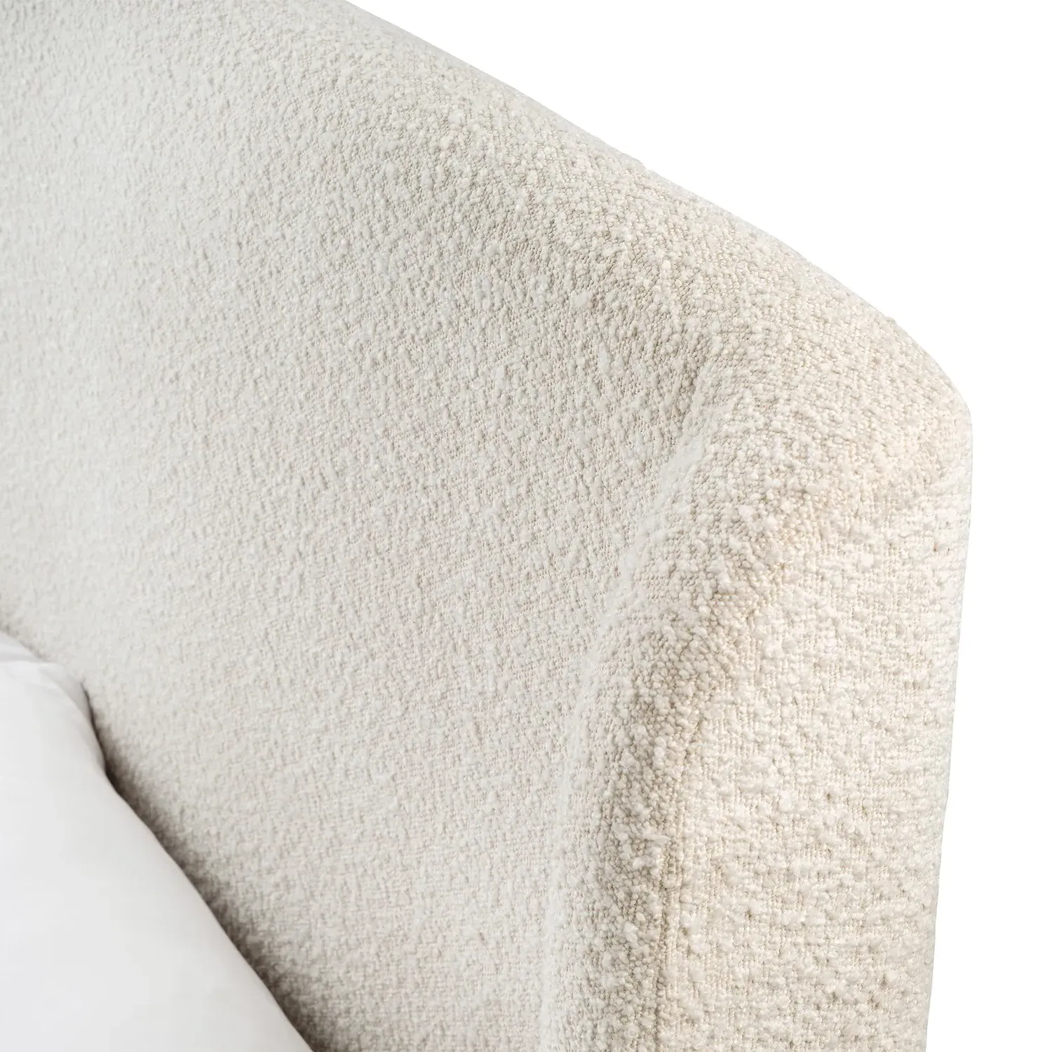 Double Bed Frame with Curved Headboard - Cream, Boucle