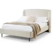 Double Bed Frame with Curved Headboard - Cream, Boucle