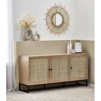 Large Sideboard with Rattan Doors - Brown, Oak