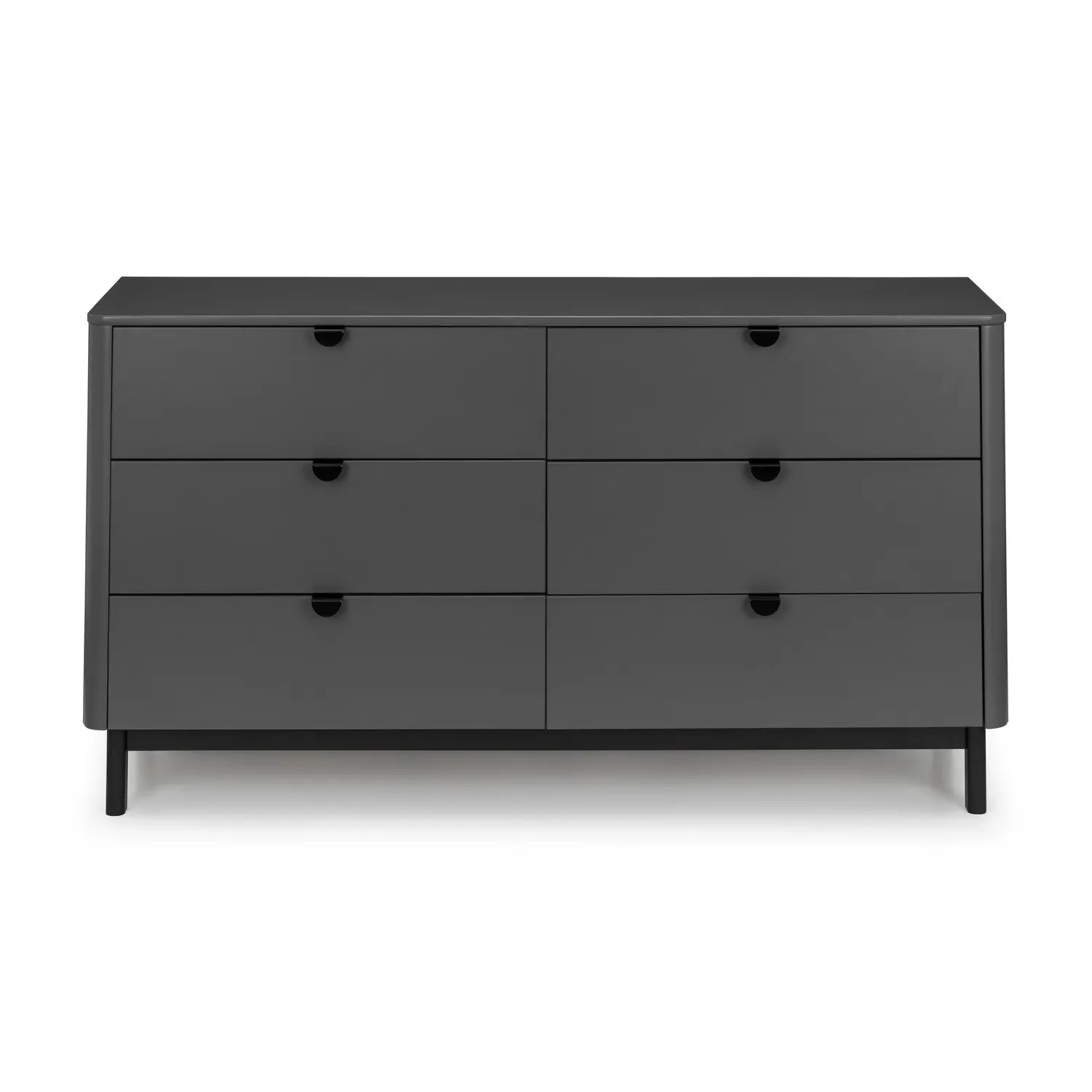 Wide 6-Drawer Chest with Legs - Grey, Wood