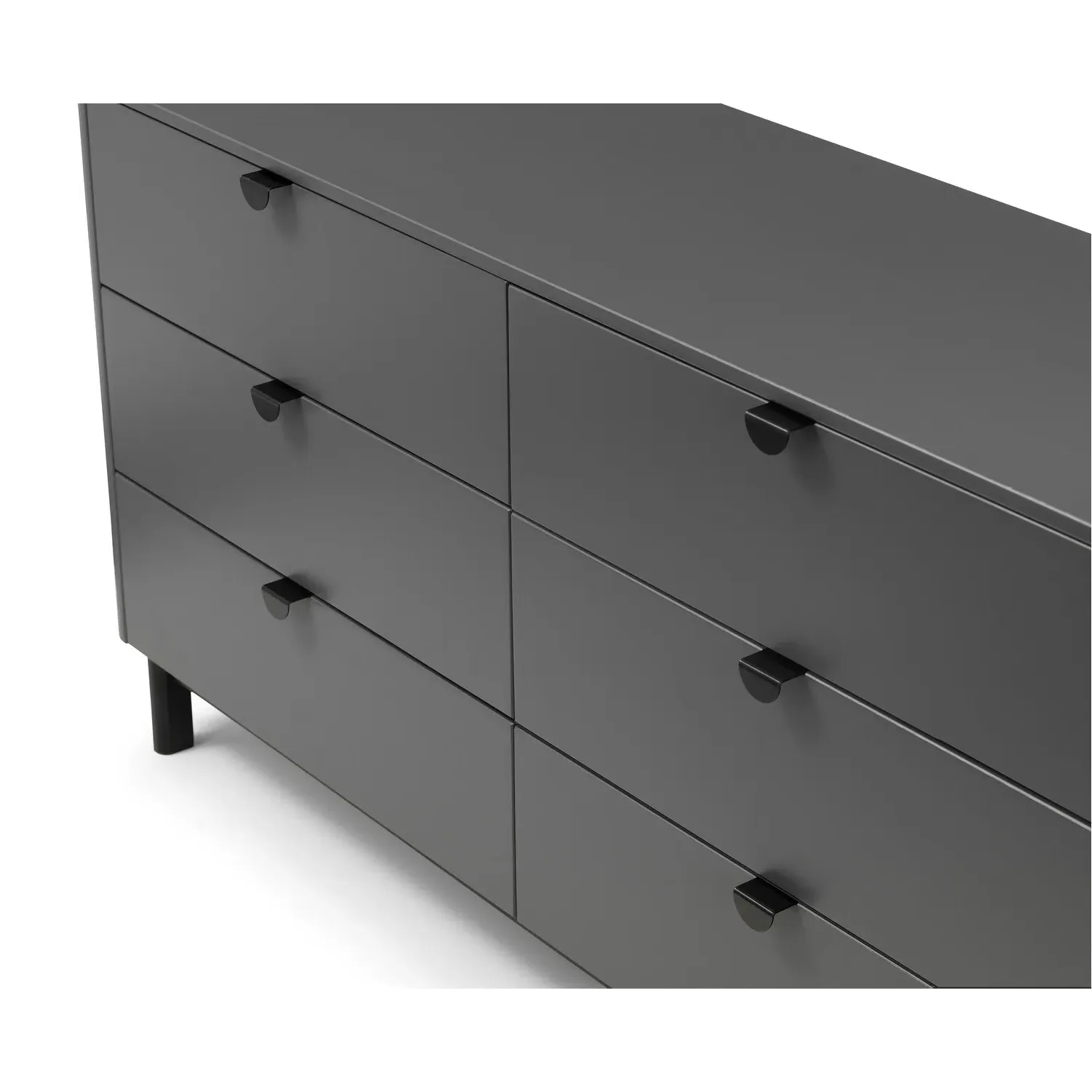 Wide 6-Drawer Chest with Legs - Grey, Wood