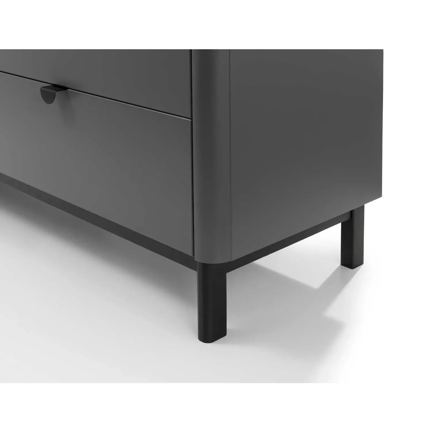 Wide 6-Drawer Chest with Legs - Grey, Wood