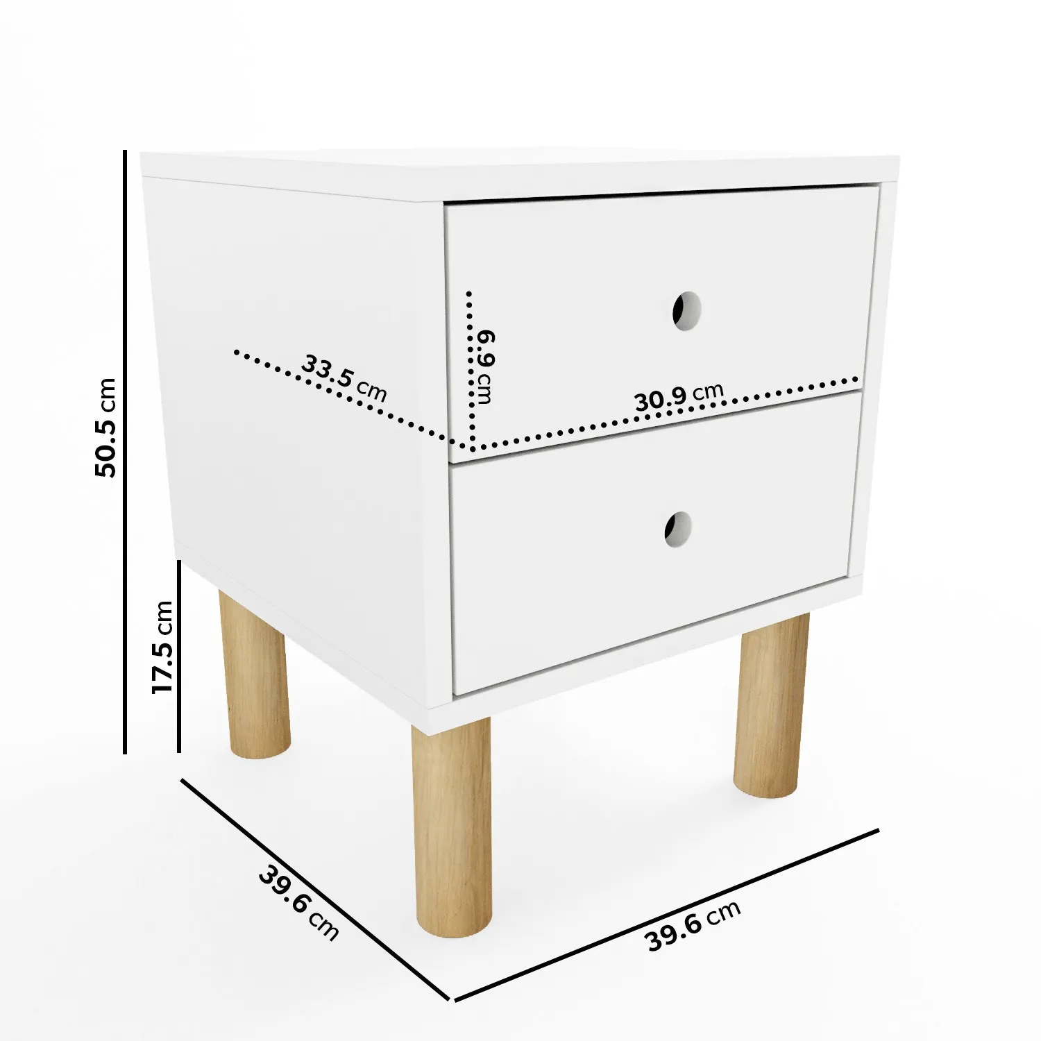 Bedside Table & Chest Set - White, MDF