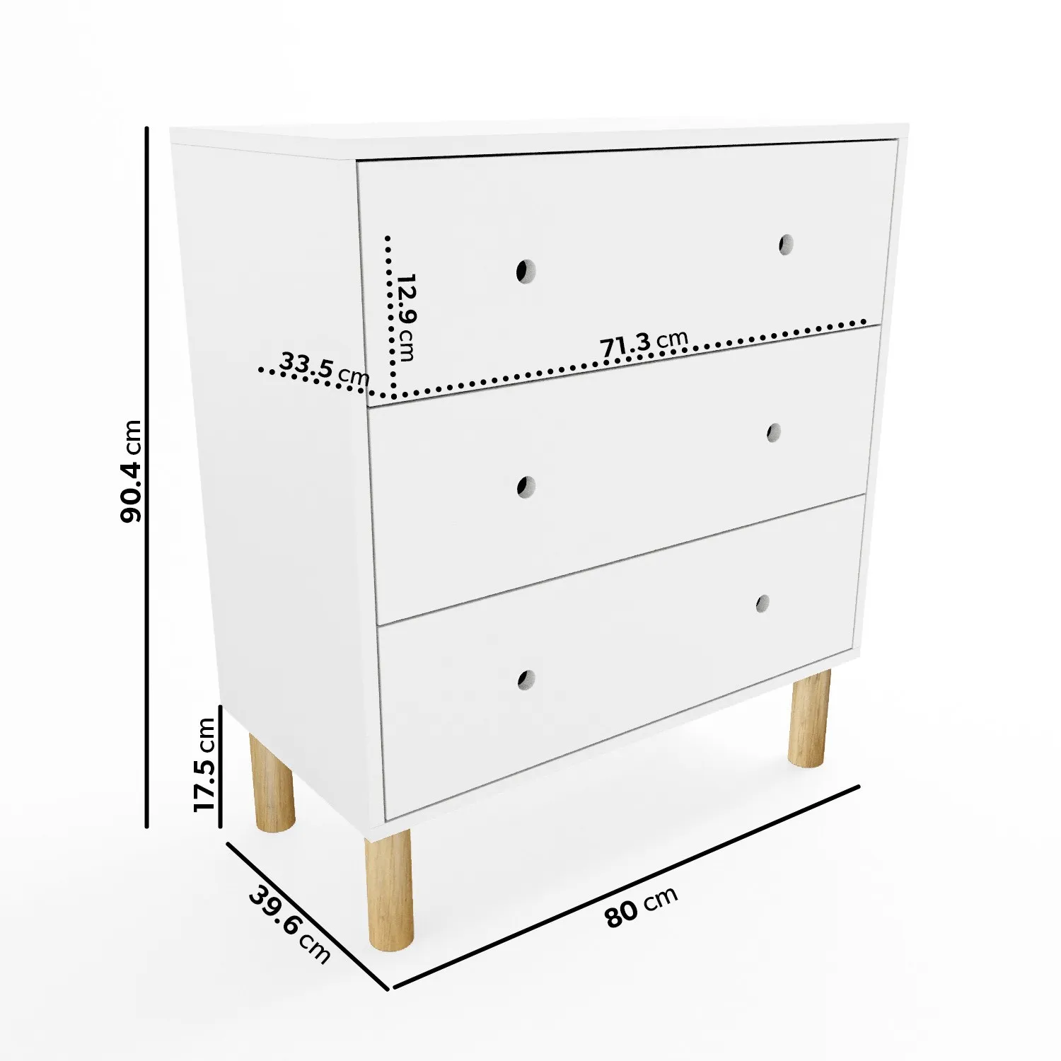 Bedside Table & Chest Set - White, MDF