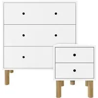 Bedside Table & Chest Set - White, MDF