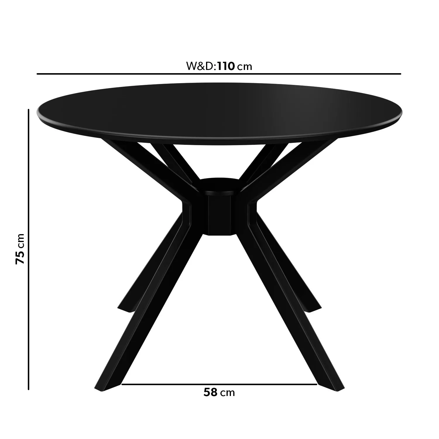 4-Seater Round Dining Set - Black, Rubberwood