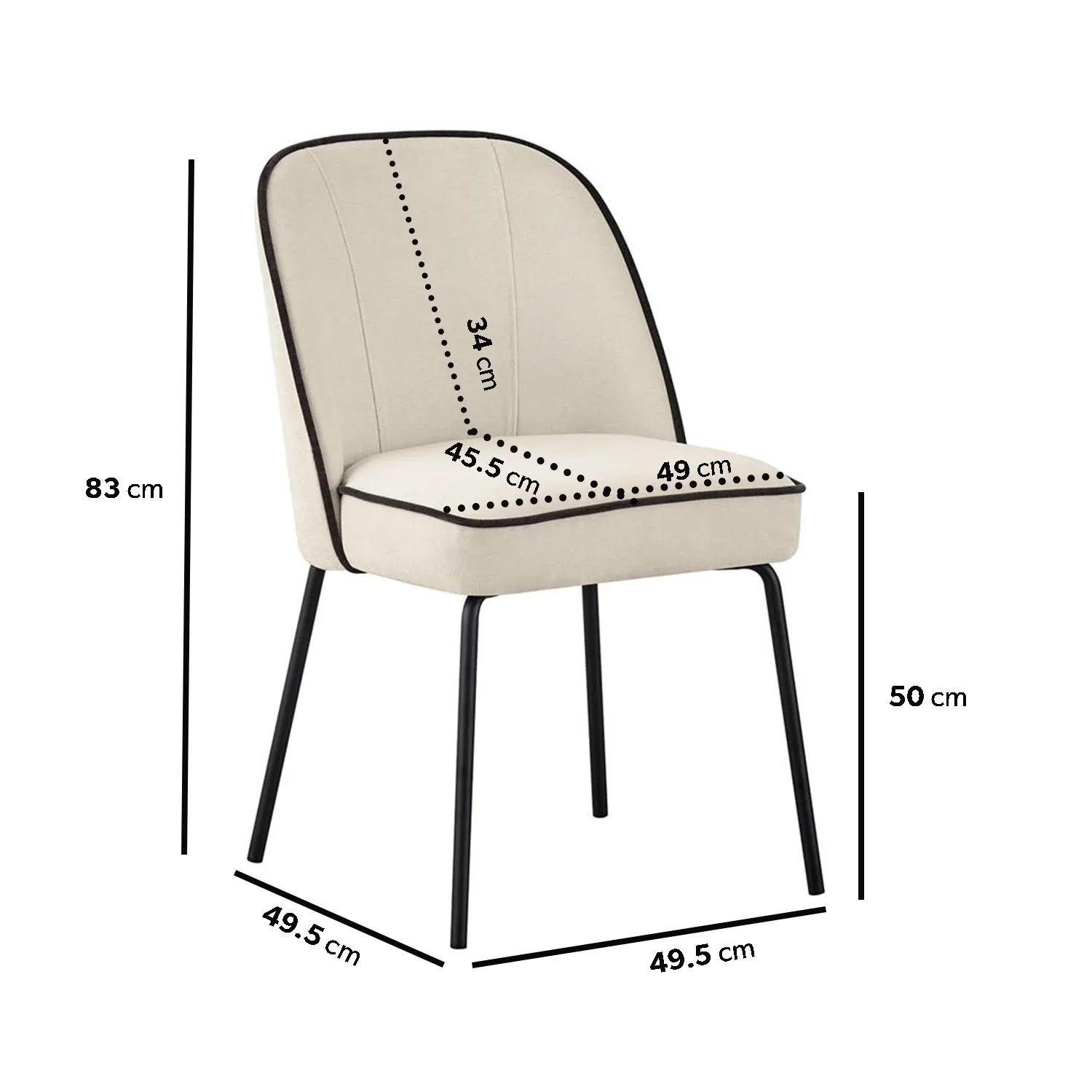4-Seater Round Dining Set - Black, Rubberwood