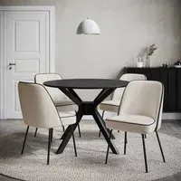 4-Seater Round Dining Set - Black, Rubberwood