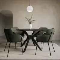 4-Seater Round Dining Set - Black, Rubberwood