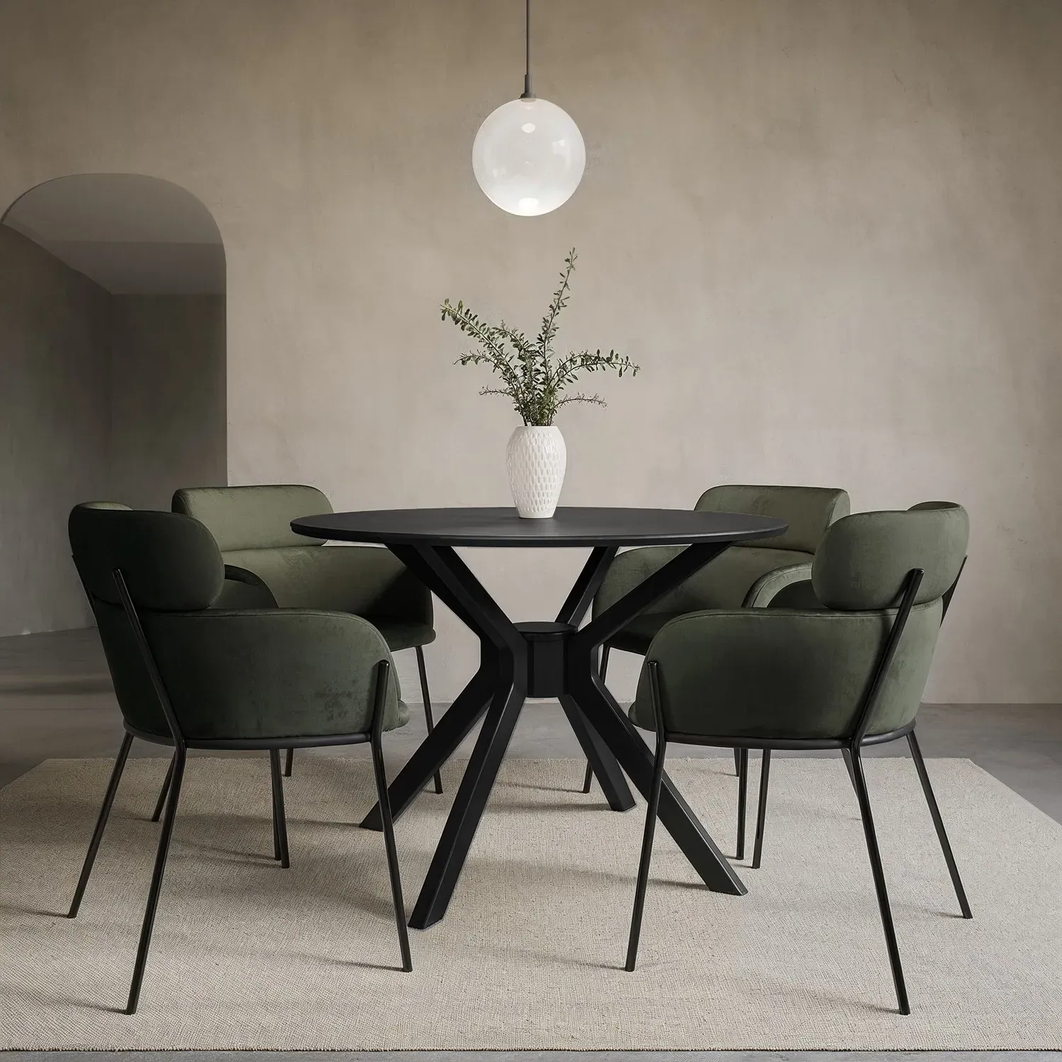 4-Seater Round Dining Set - Black, Rubberwood image