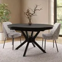 Extendable Round Dining Table - Black, Wood