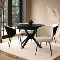 Round Extendable Dining Set - Black, Wood