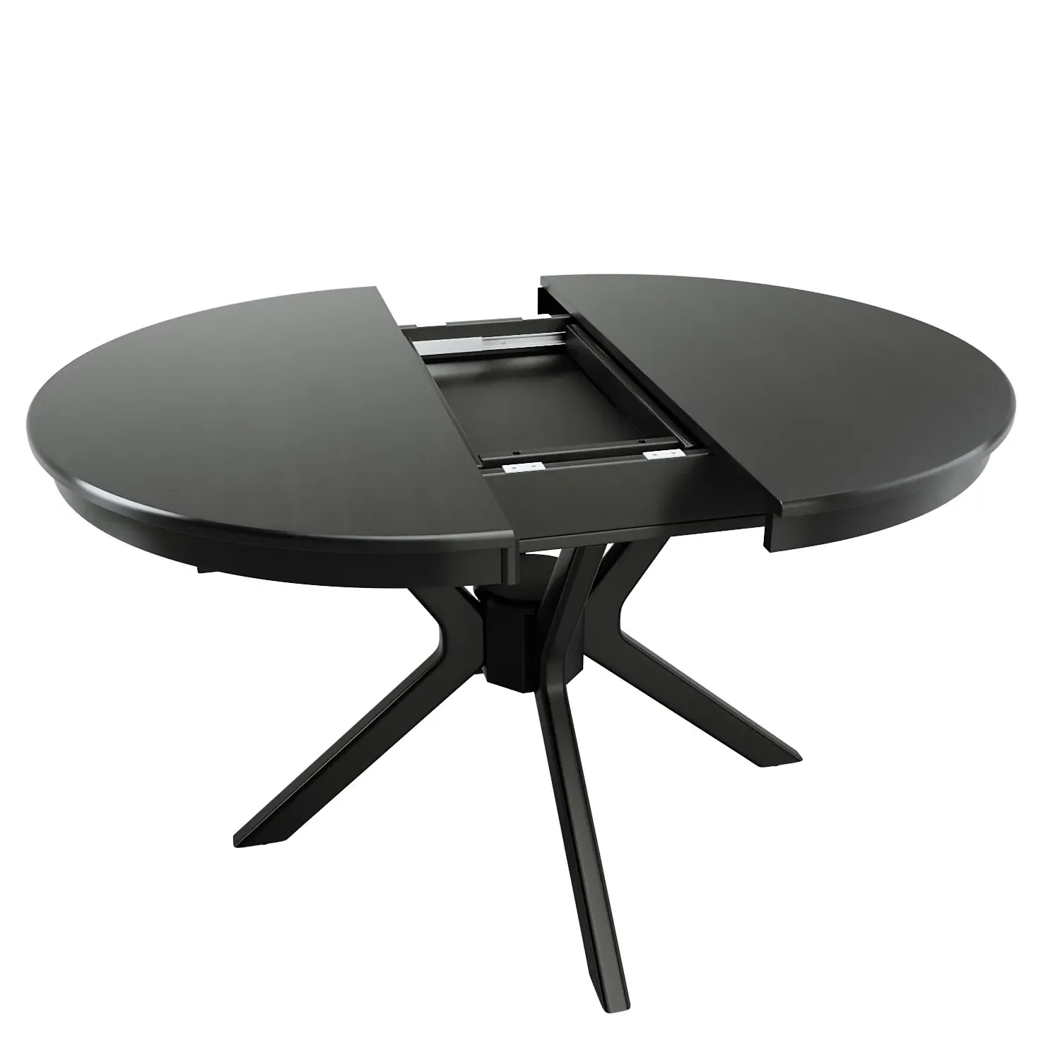 Round Extendable Dining Set - Black, Wood
