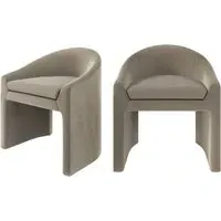 Set of 2 Curved Tub Dining Chairs - Mink, Velvet