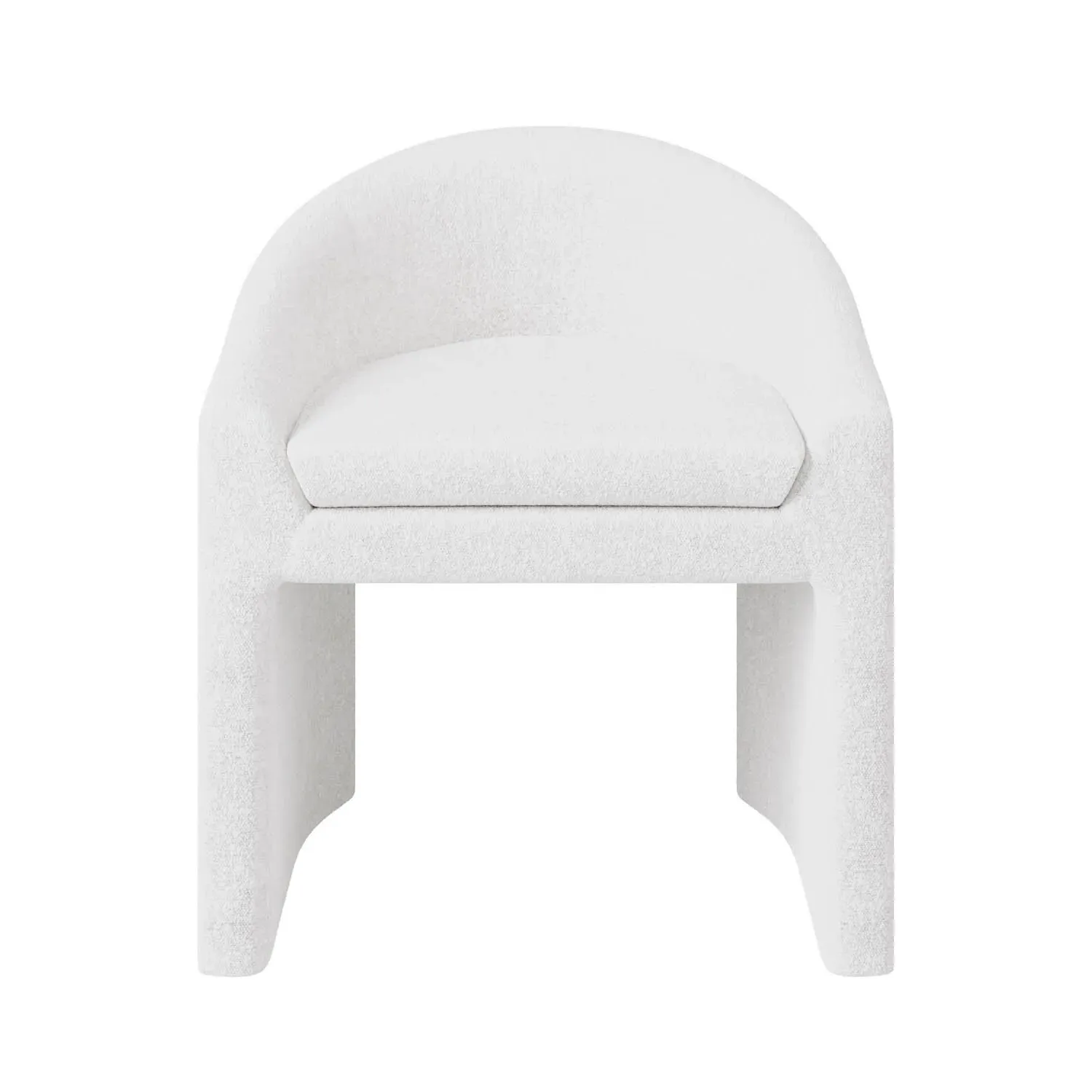 Set of 2 Curved Tub Dining Chairs - White, Boucle