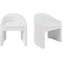 Set of 2 Curved Tub Dining Chairs - White, Boucle